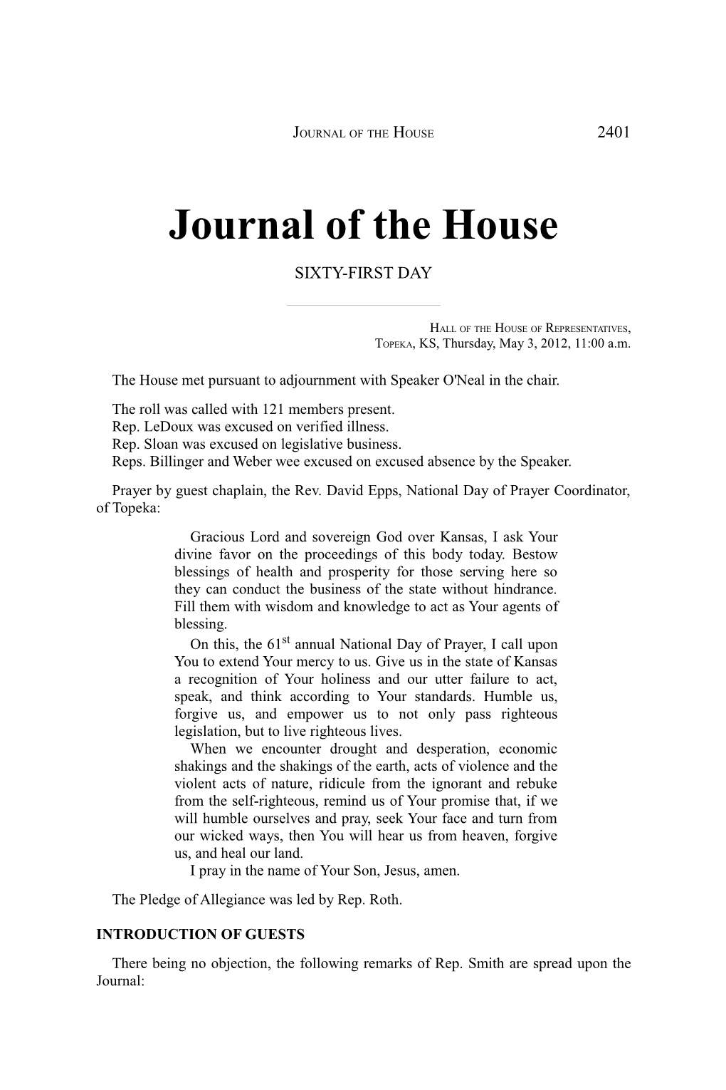 Journal of the House 2401