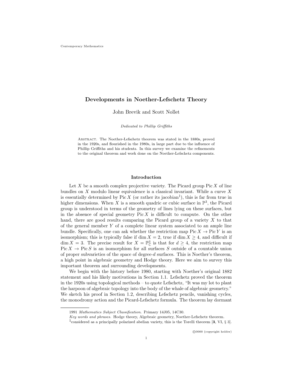 Developments in Noether-Lefschetz Theory