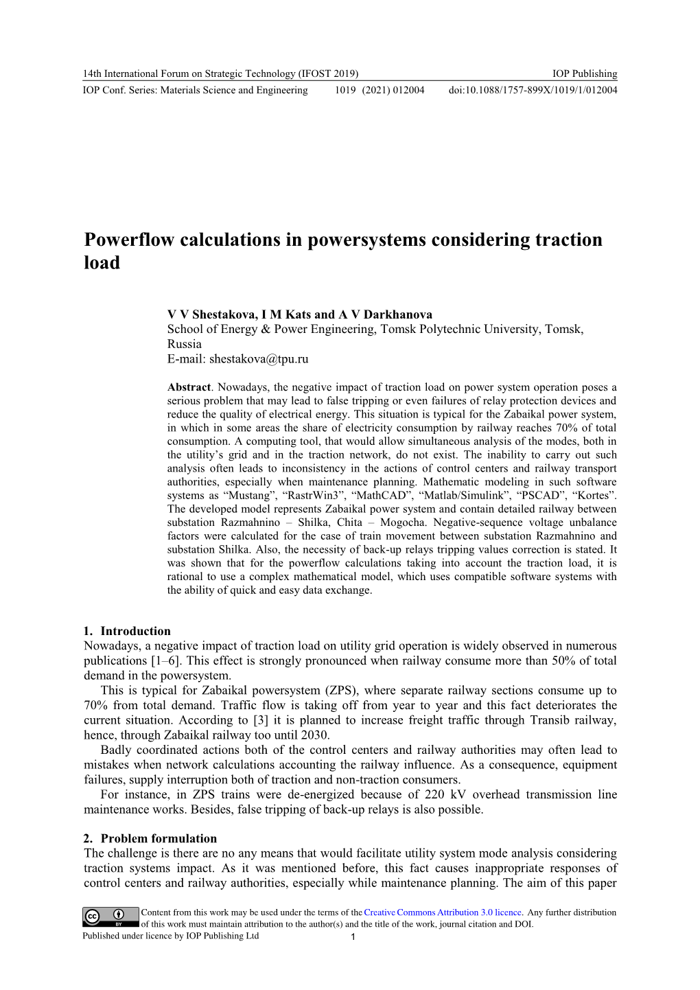 Powerflow Calculations in Powersystems Considering Traction Load