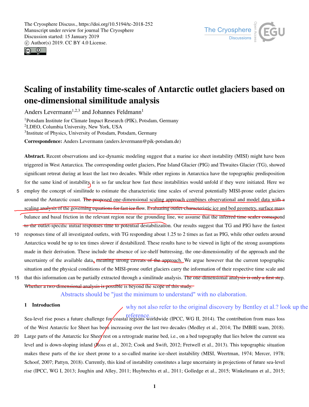 Scaling of Instability Time-Scales of Antarctic Outlet Glaciers Based On