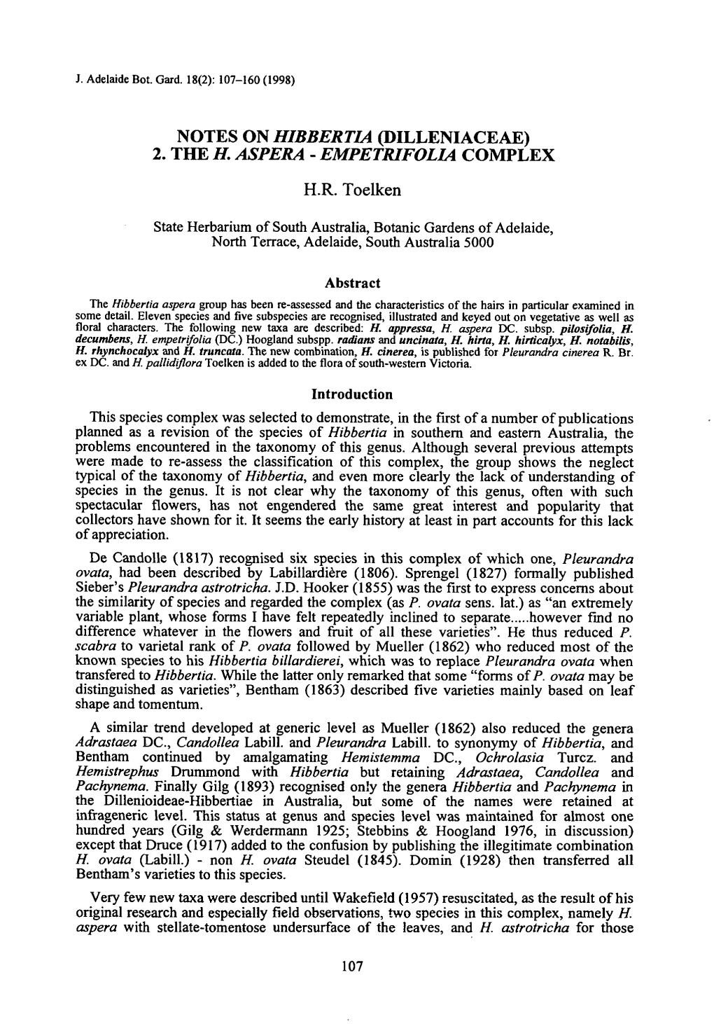 Notes on Hibbertia (Dilleniaceae) 2. the H