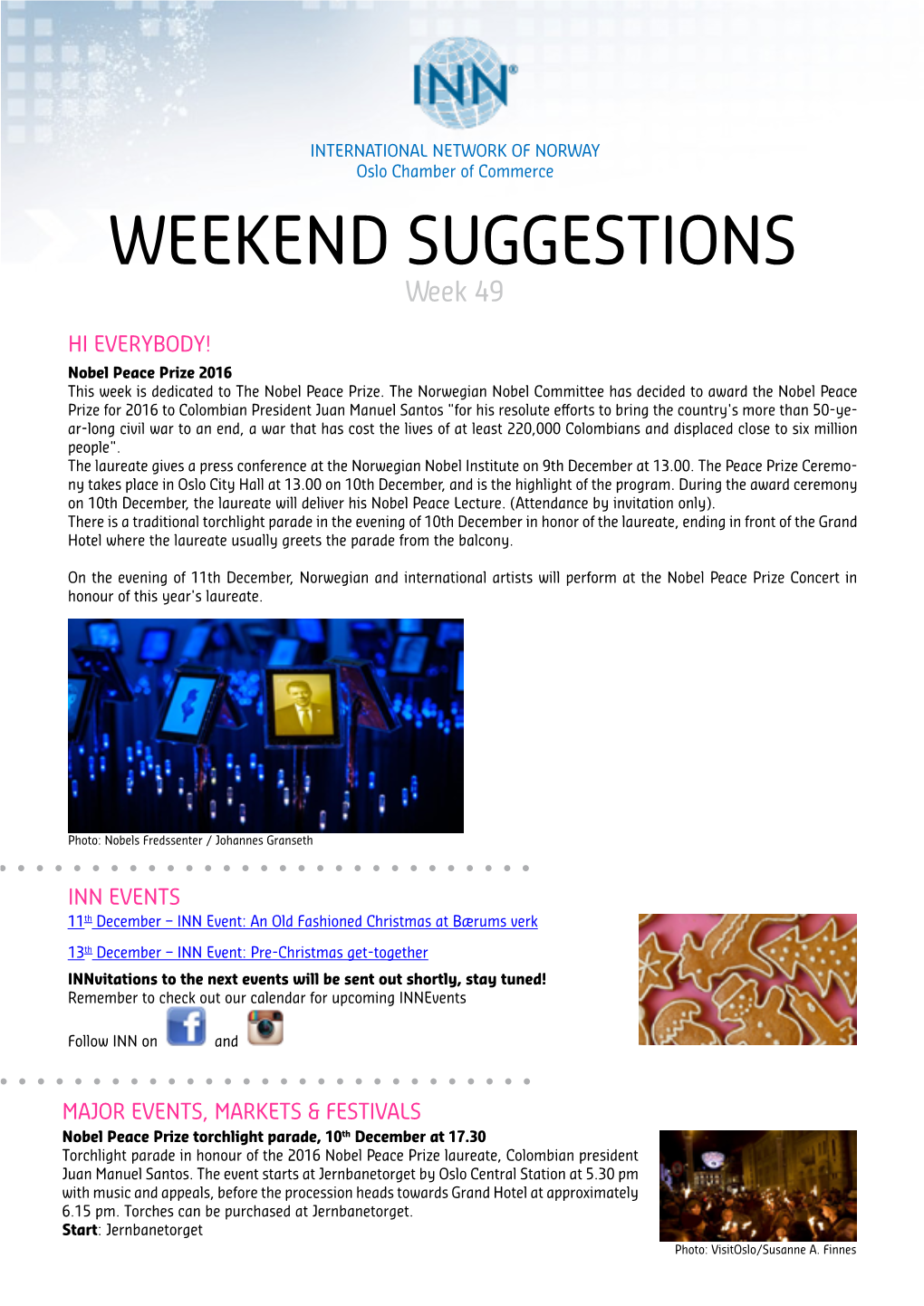 WEEKEND SUGGESTIONS Week 49