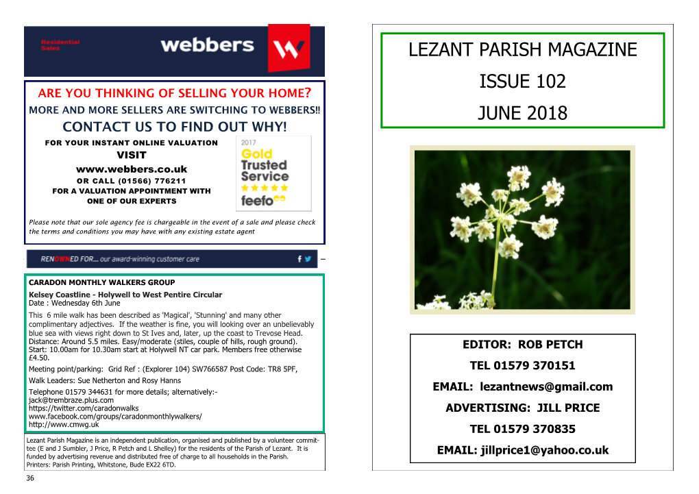 Lezant Parish Magazine Issue 102 June 2018