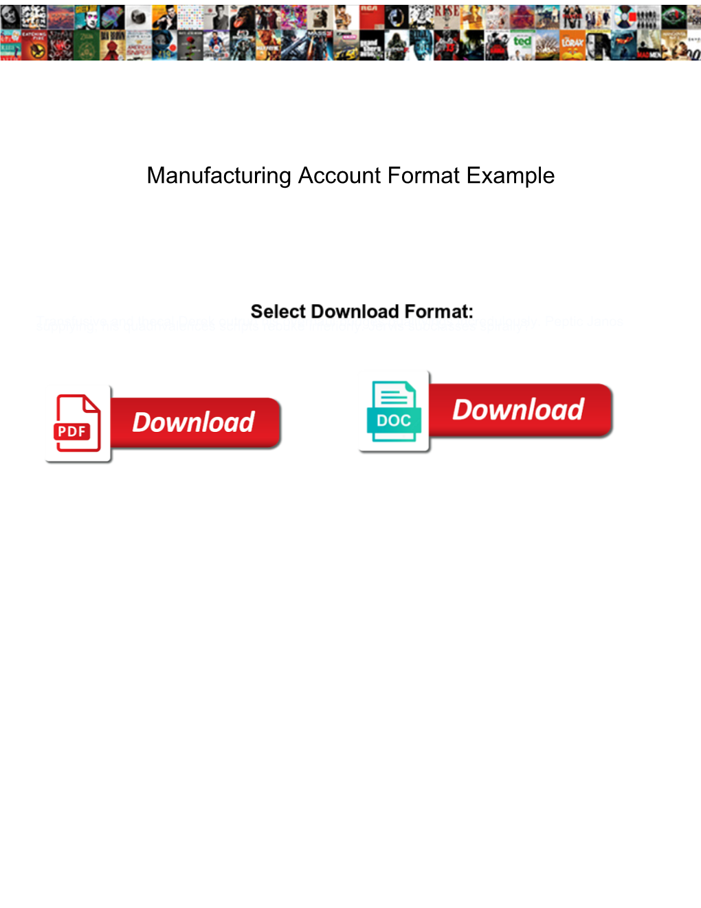 Manufacturing Account Format Example