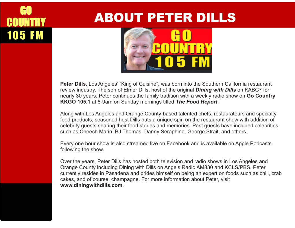 About Peter Dills 105 Fm