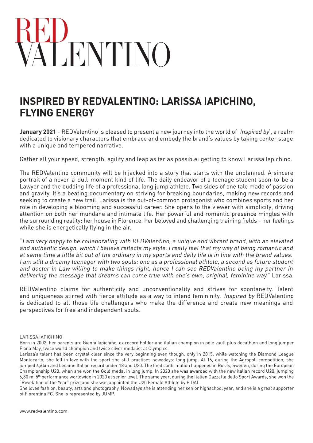 REDVALENTINO LARISSA Press Release.Indd