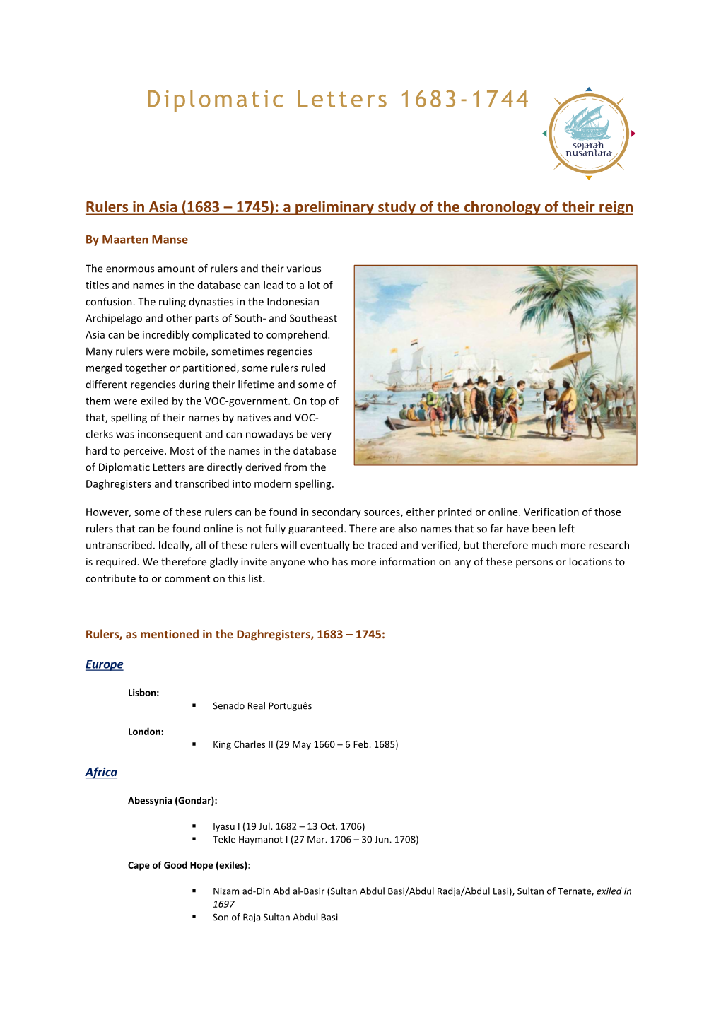 Diplomatic Letters 1683-1744