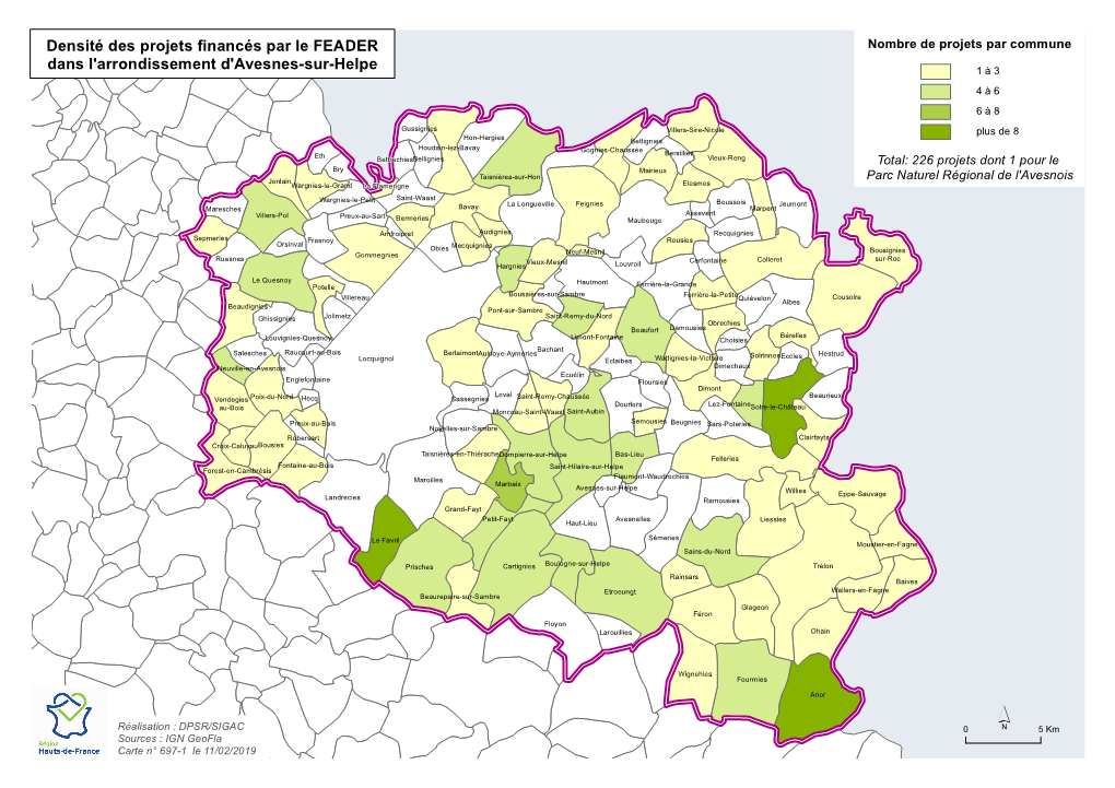 Densité Des Projets Financés Par Le FEADER Dans L'arrondissement D