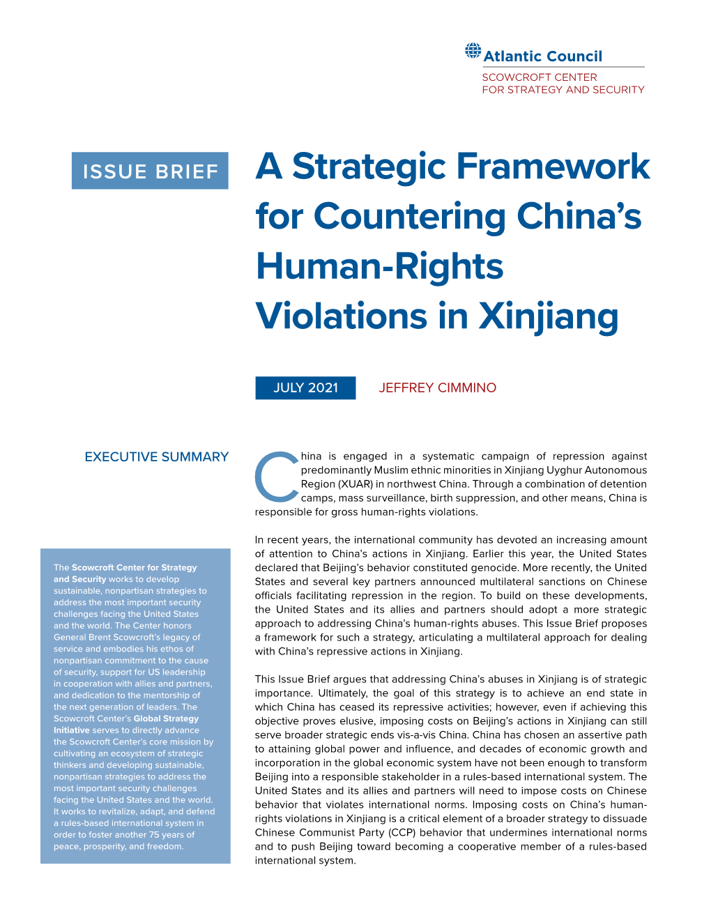 A Strategic Framework for Countering China's Human-Rights Violations In