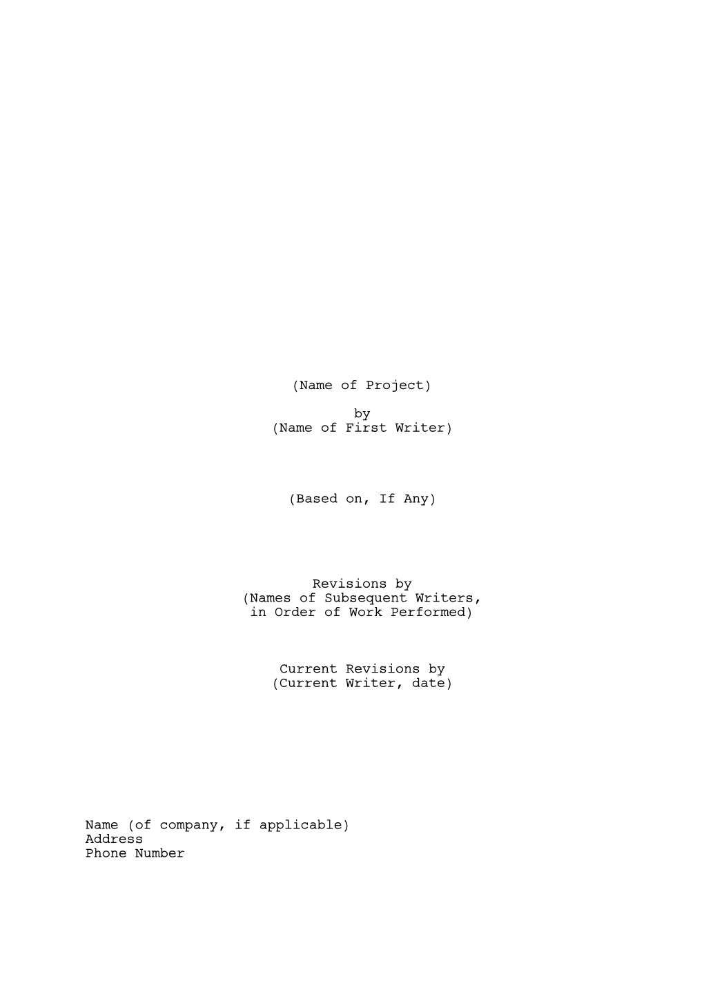 Ep 1 LILAC Shooting Script 29 03 07 Title Page