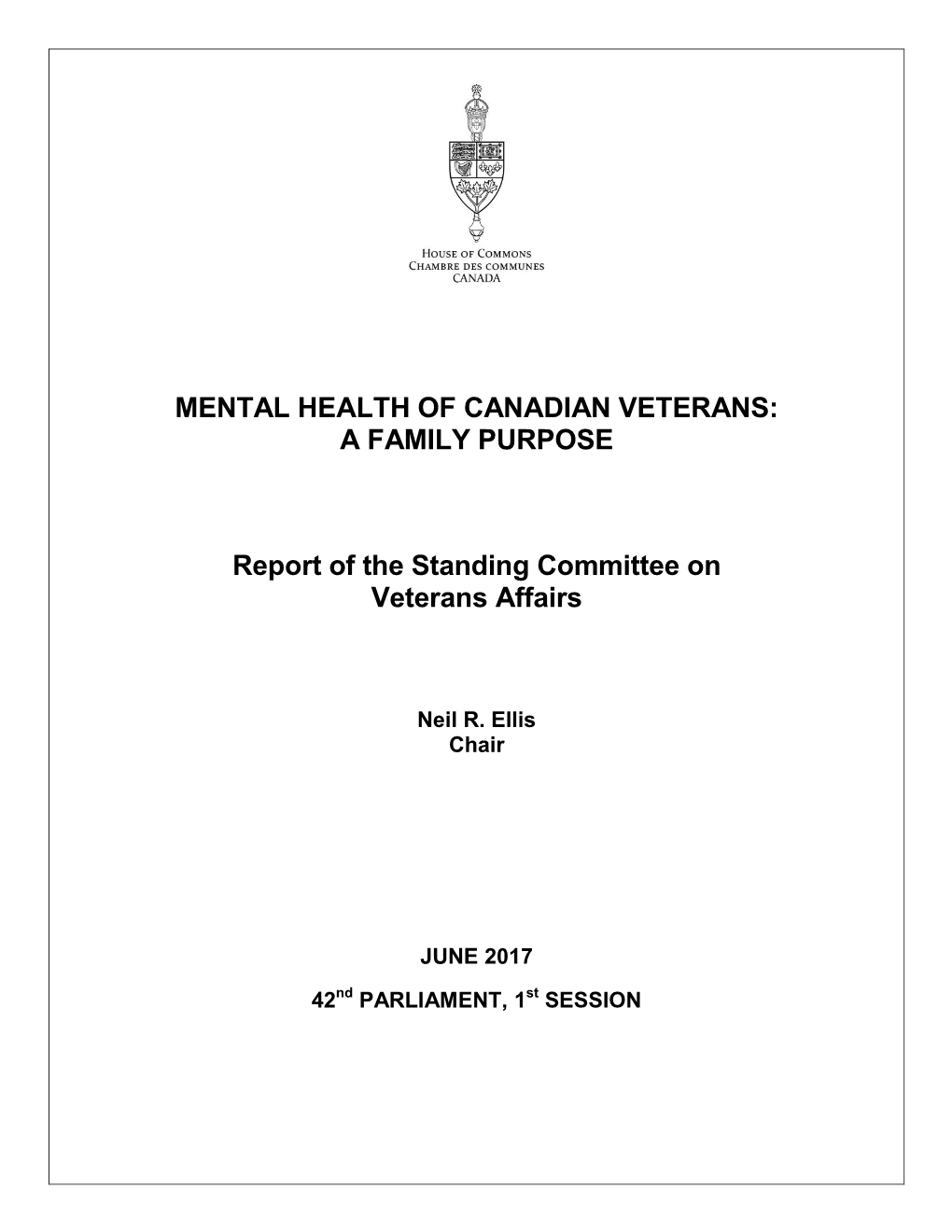 Mental Health of Canadian Veterans: a Family Purpose