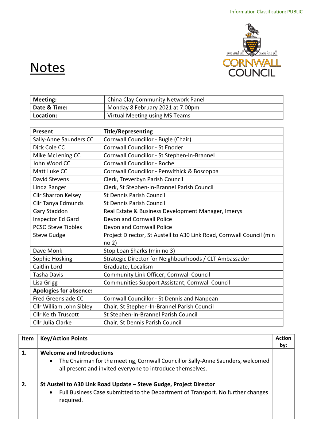 China Clay CNP Meeting Notes 8 Feb 21