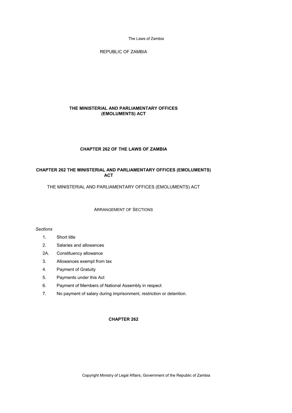 Ministerial and Parliamentary Offices (Emoluments) Act.Pdf