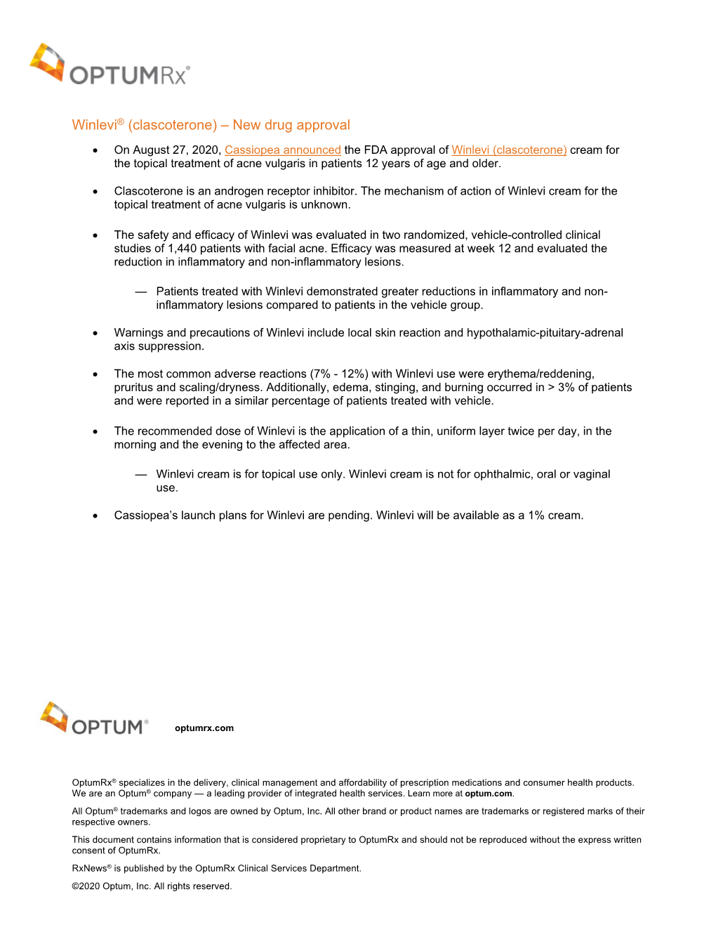 Winlevi® (Clascoterone) – New Drug Approval