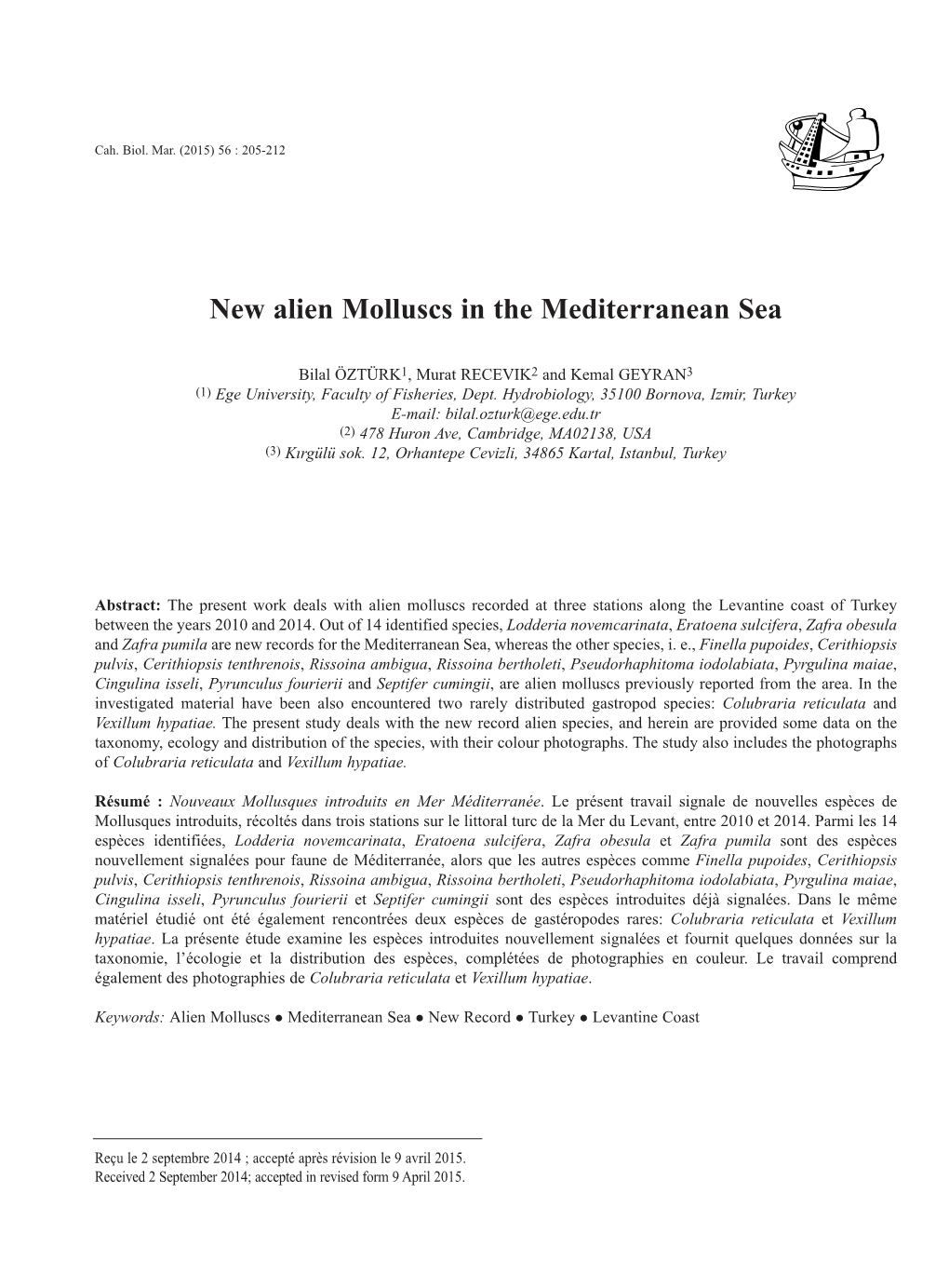 New Alien Molluscs in the Mediterranean Sea