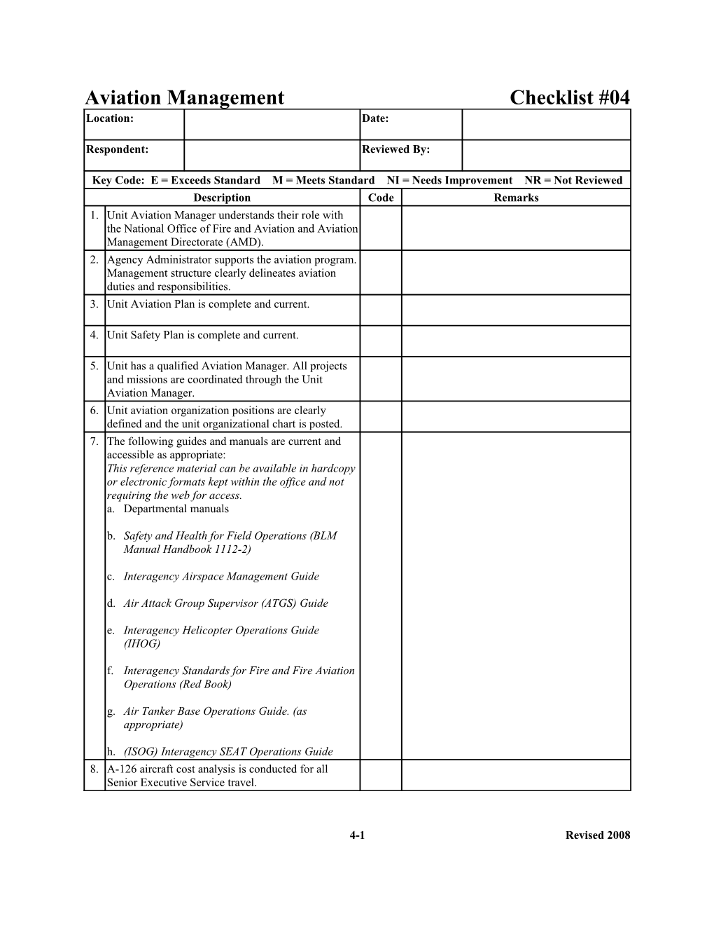 Aviation Management Checklist #04