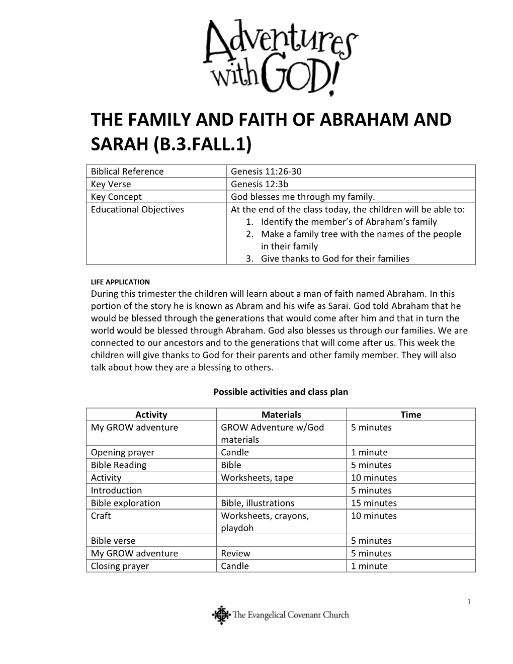 The Family and Faith of Abraham and Sarah (B.3.Fall.1)
