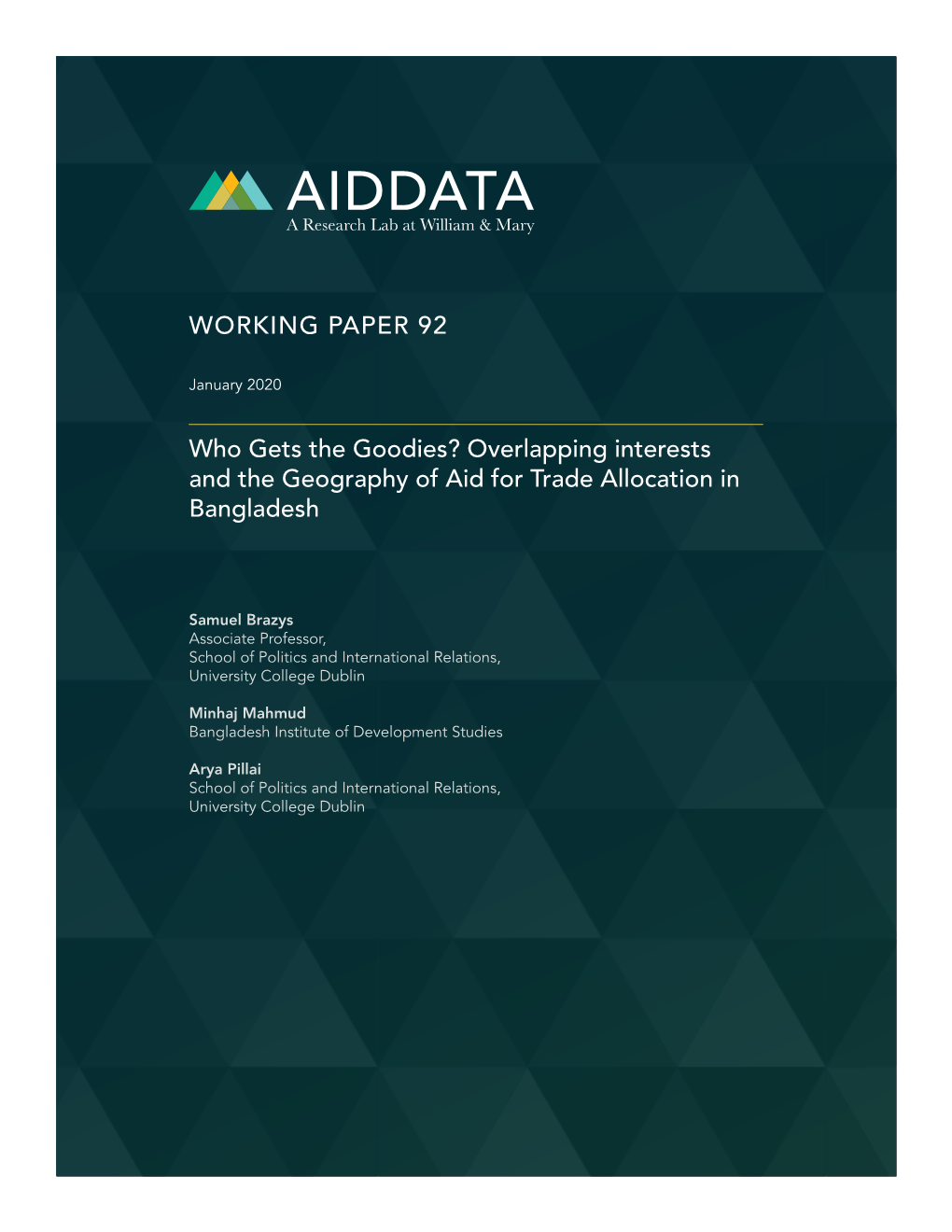 Who Gets the Goodies? Overlapping Interests and the Geography of Aid for Trade Allocation in Bangladesh