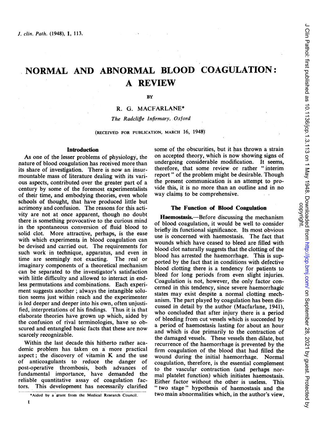 Normal and Abnormal Blood Coagulation: a Review by R