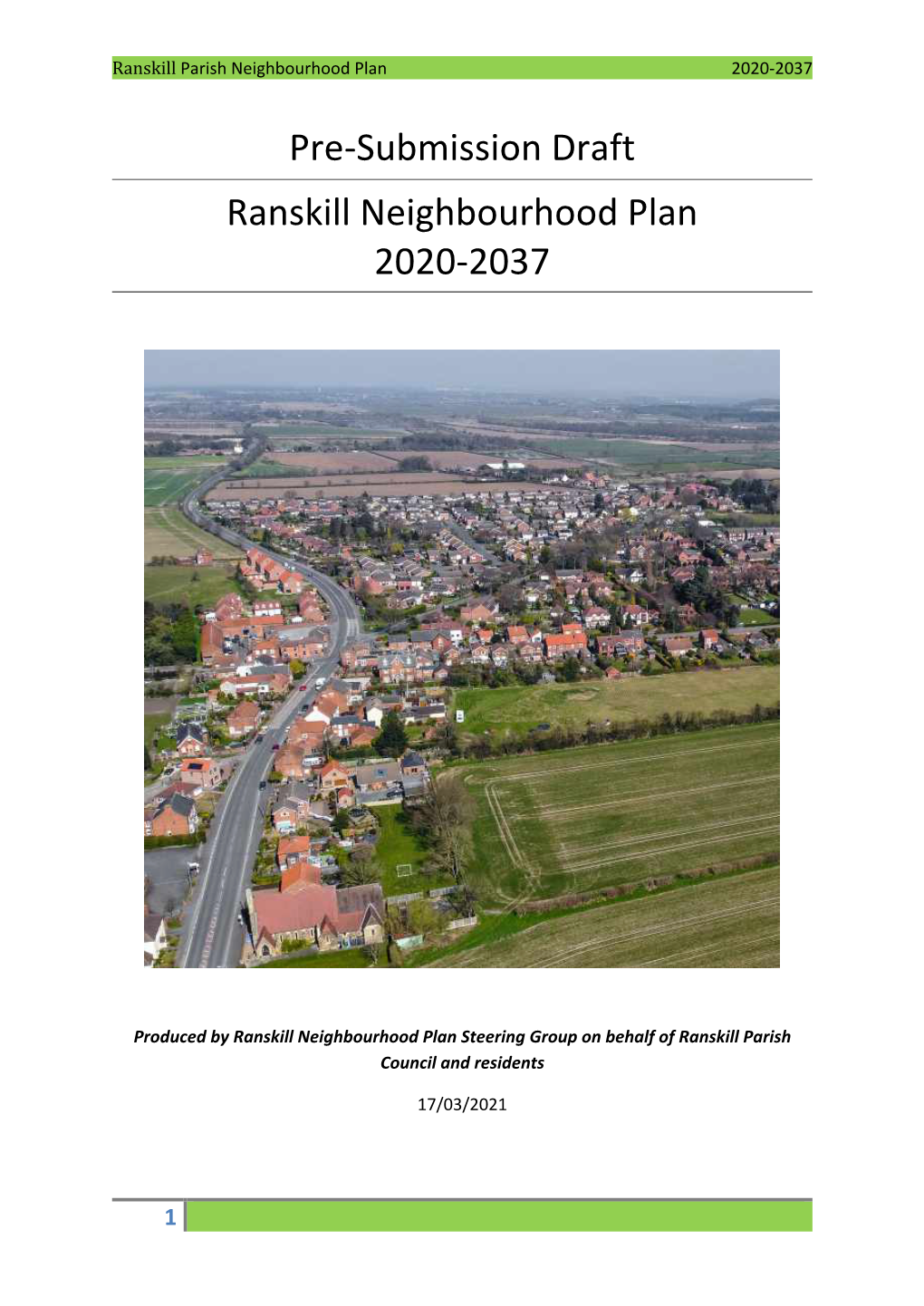 Pre-Submission Draft Ranskill Neighbourhood Plan 2020-2037