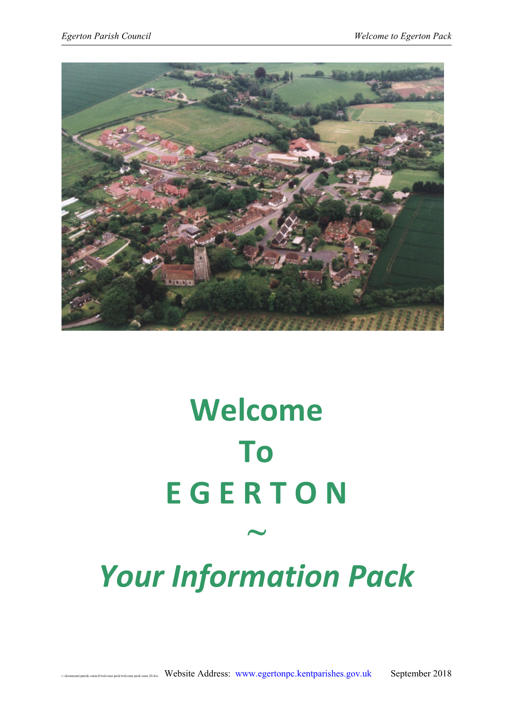 Egerton Parish Council Welcome to Egerton Pack