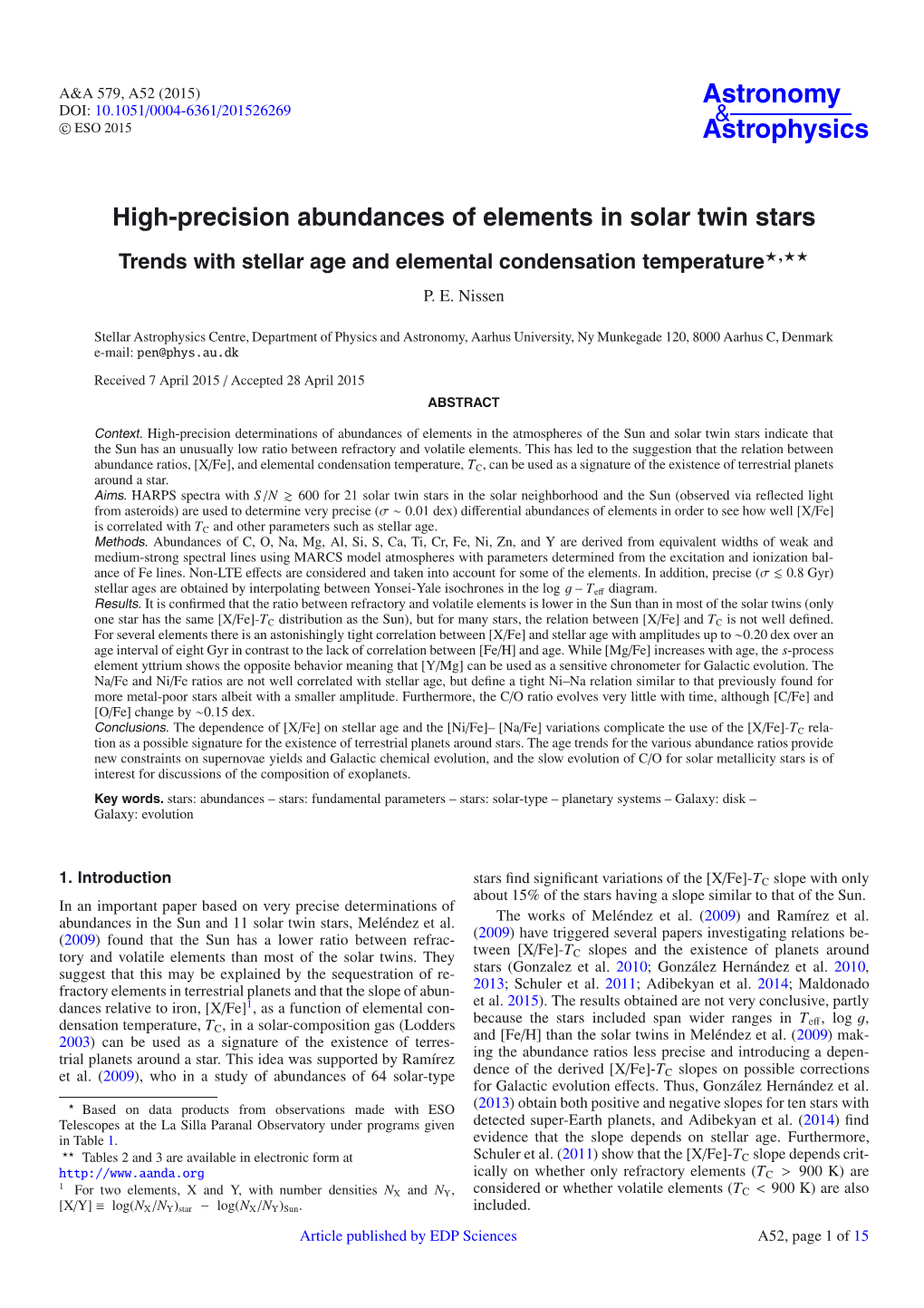 High-Precision Abundances of Elements in Solar Twin Stars Trends with Stellar Age and Elemental Condensation Temperature�,�� P