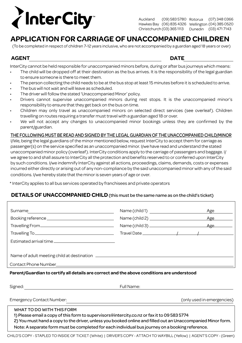 Unaccompanied Minor Form