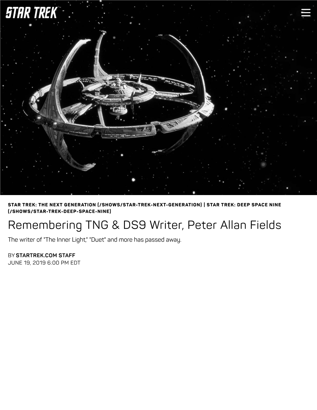 Remembering TNG & DS9 Writer, Peter Allan Fields