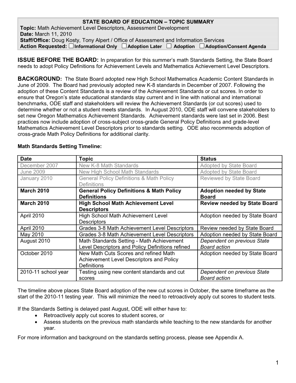 State Board of Education Topic Summary s5