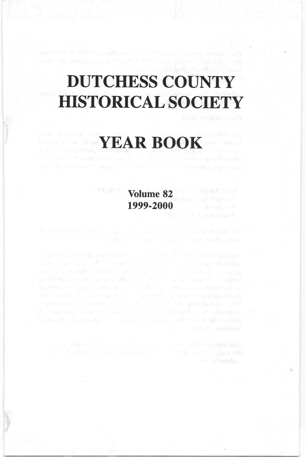 Dutchess County Historical Society Yearbook