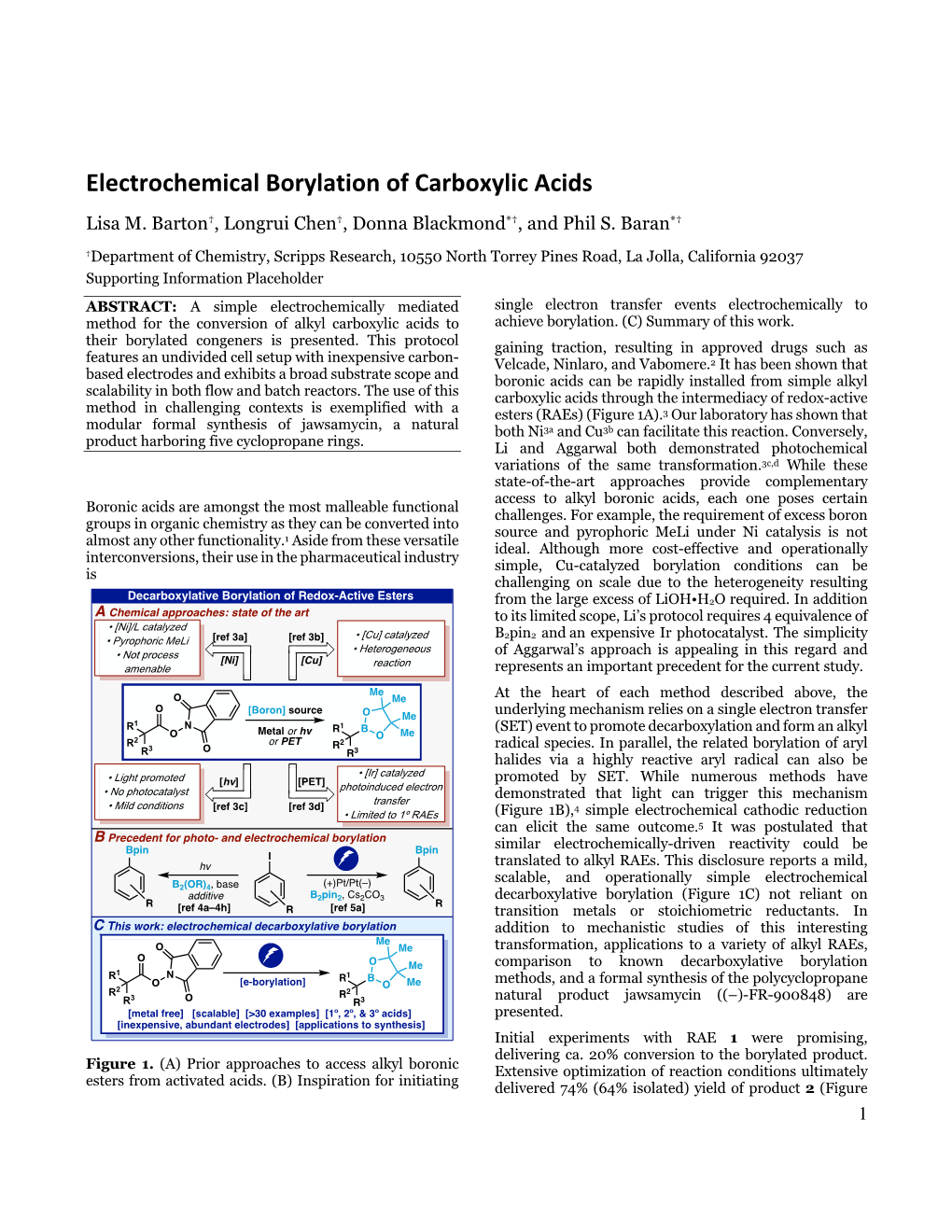 Electrochemical Borylation of Carboxylic Acids Lisa M