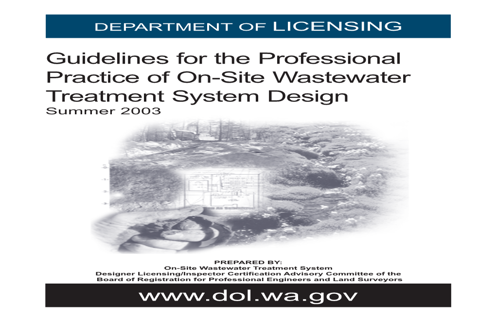 Guidelines for the Professional Practice of On-Site Wastewater Treatment System Design Summer 2003