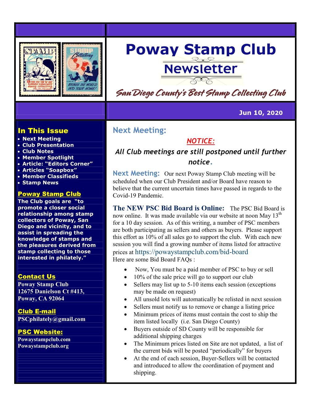 Poway Stamp Club Newsletter