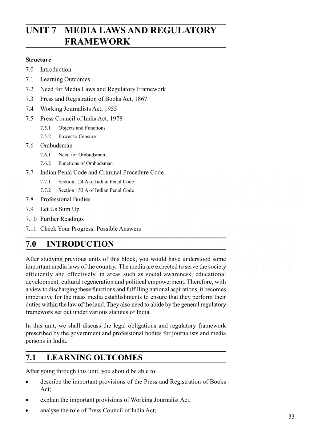 Unit 7 Media Laws and Regulatory Framework