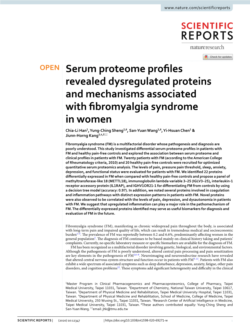 Serum Proteome Profiles Revealed Dysregulated Proteins And