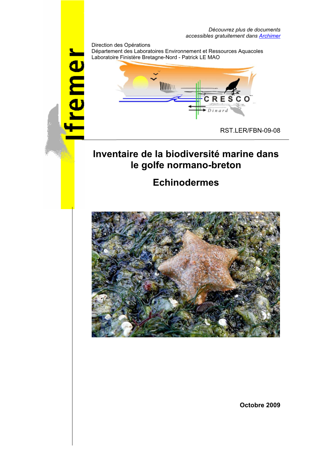 Inventaire De La Biodiversité Marine Dans Le Golfe Normano-Breton