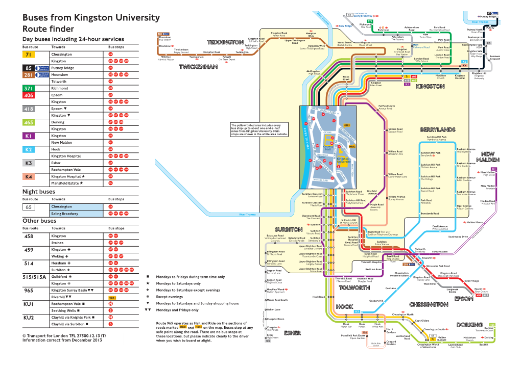 Buses from Kingston University