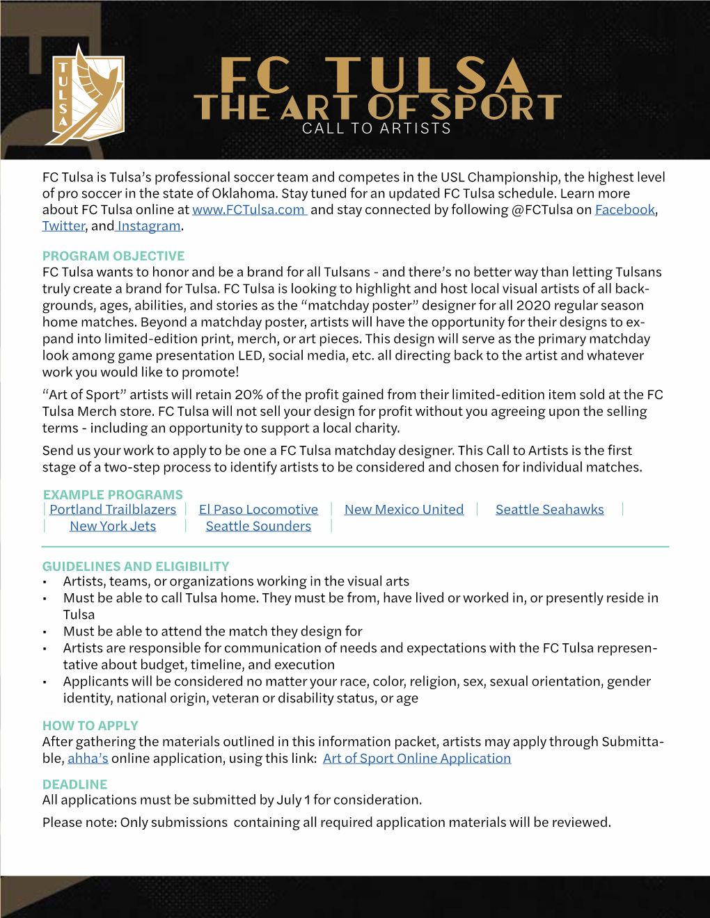 The Art of Sport Call to Artists