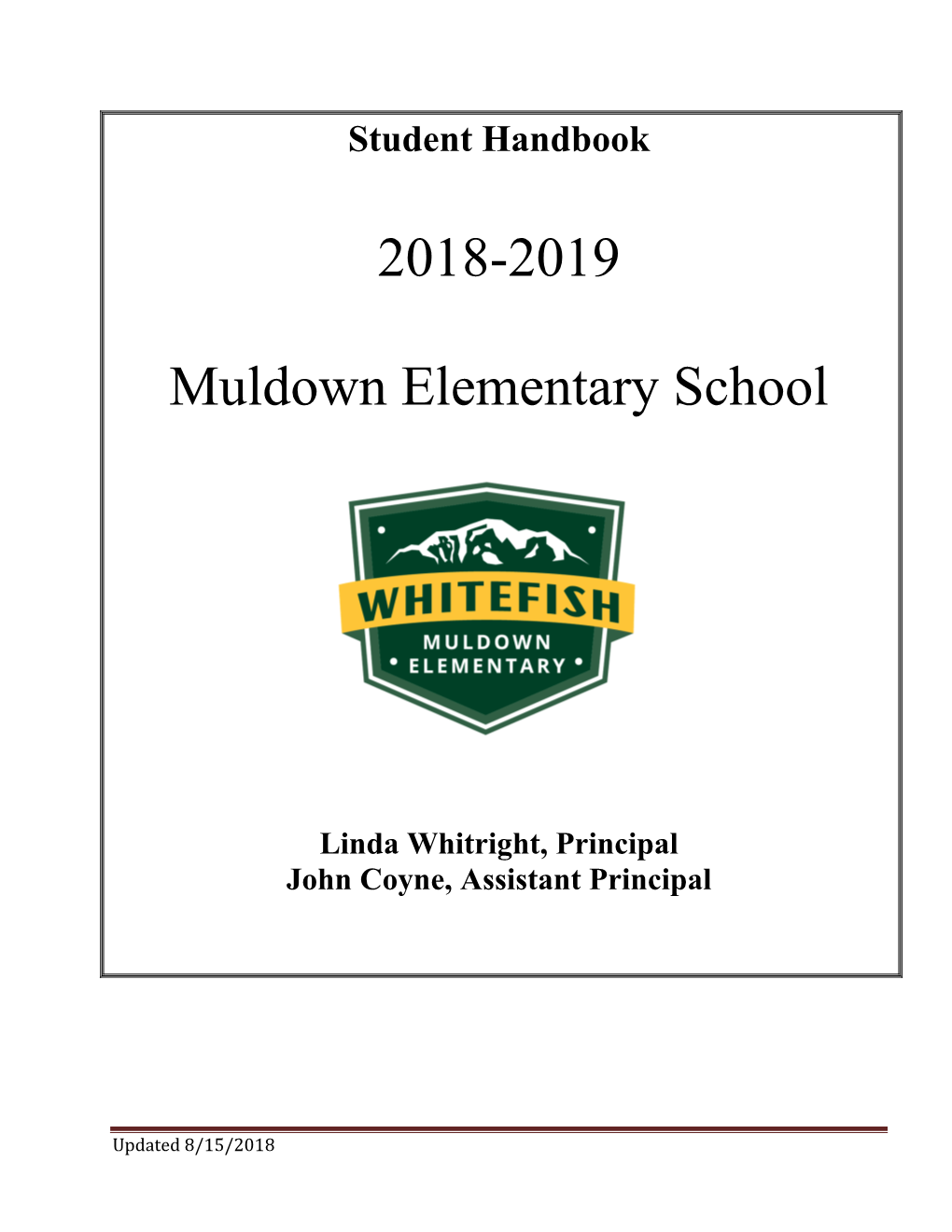 2018-2019 Muldown Elementary School