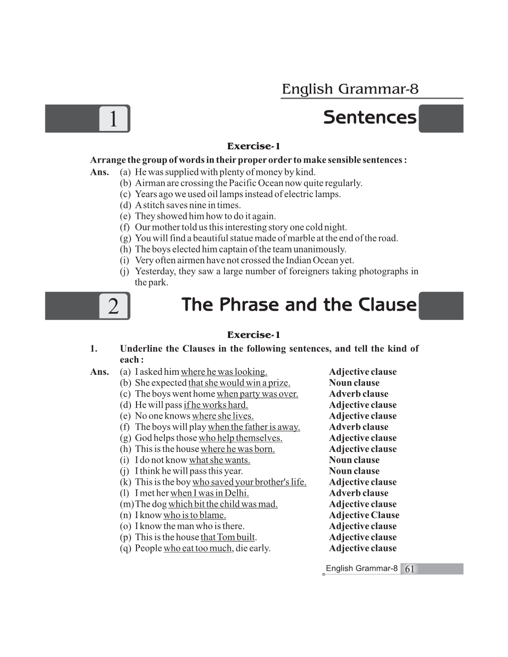 Sentences the Phrase and the Clause