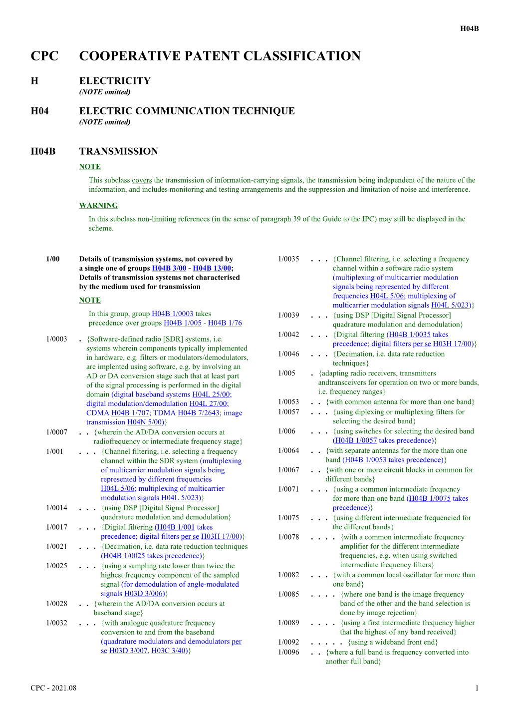 Cpc Cooperative Patent Classification