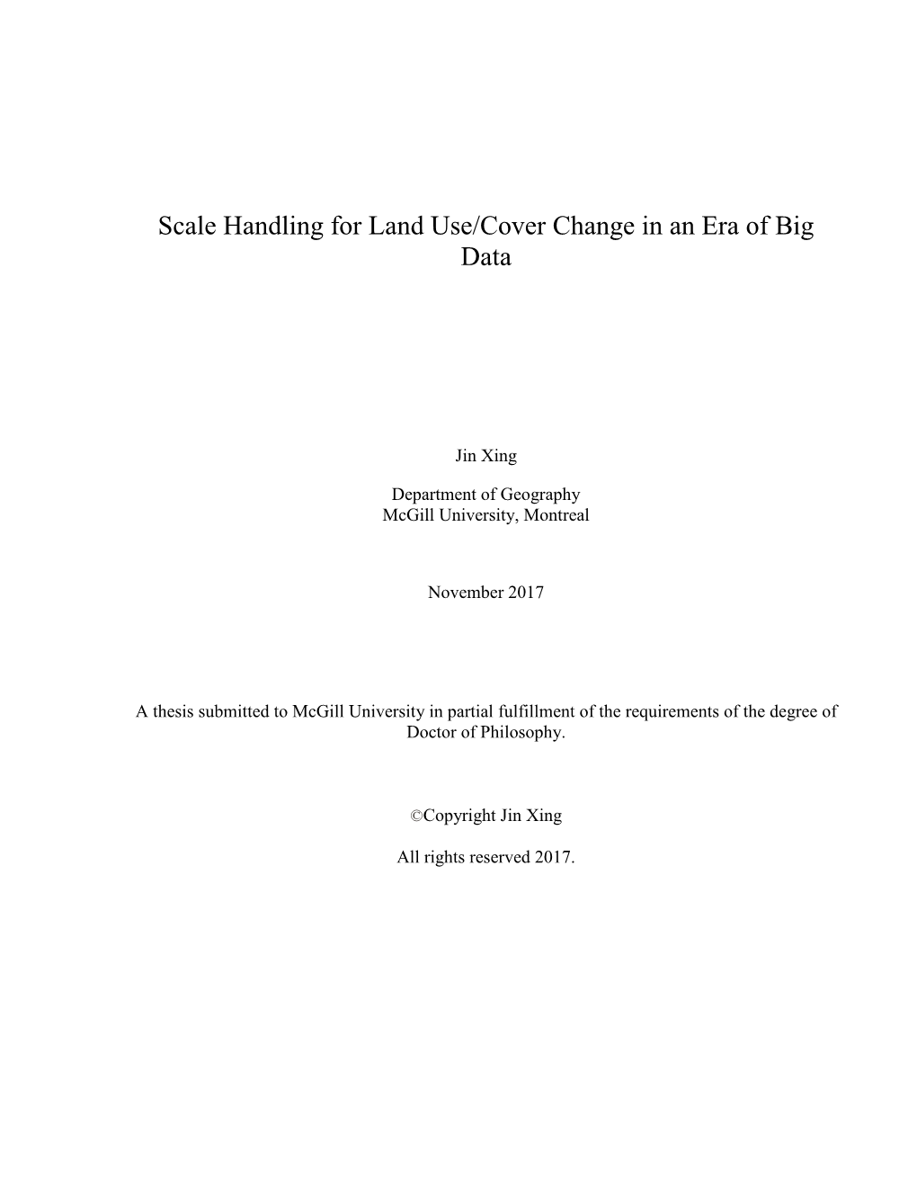 Scale Handling for Land Use/Cover Change in an Era of Big Data