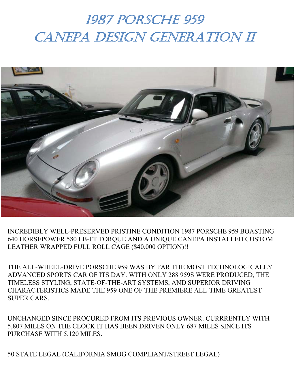 1987 Porsche 959 Canepa Design Generation Ii