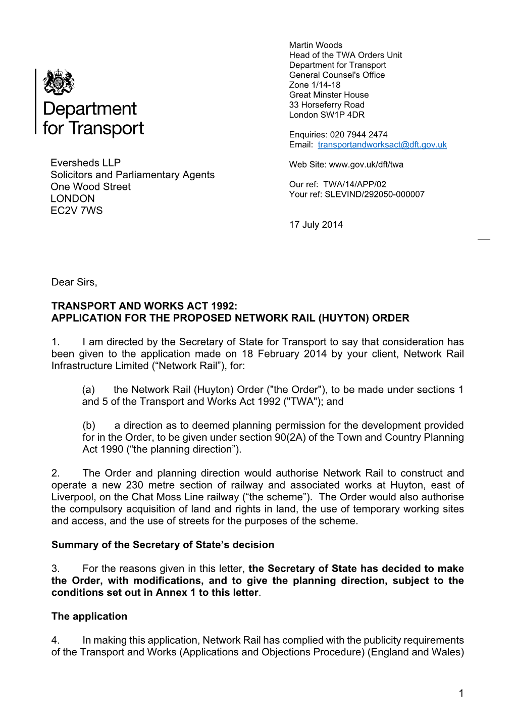 Network Rail (Huyton) Order