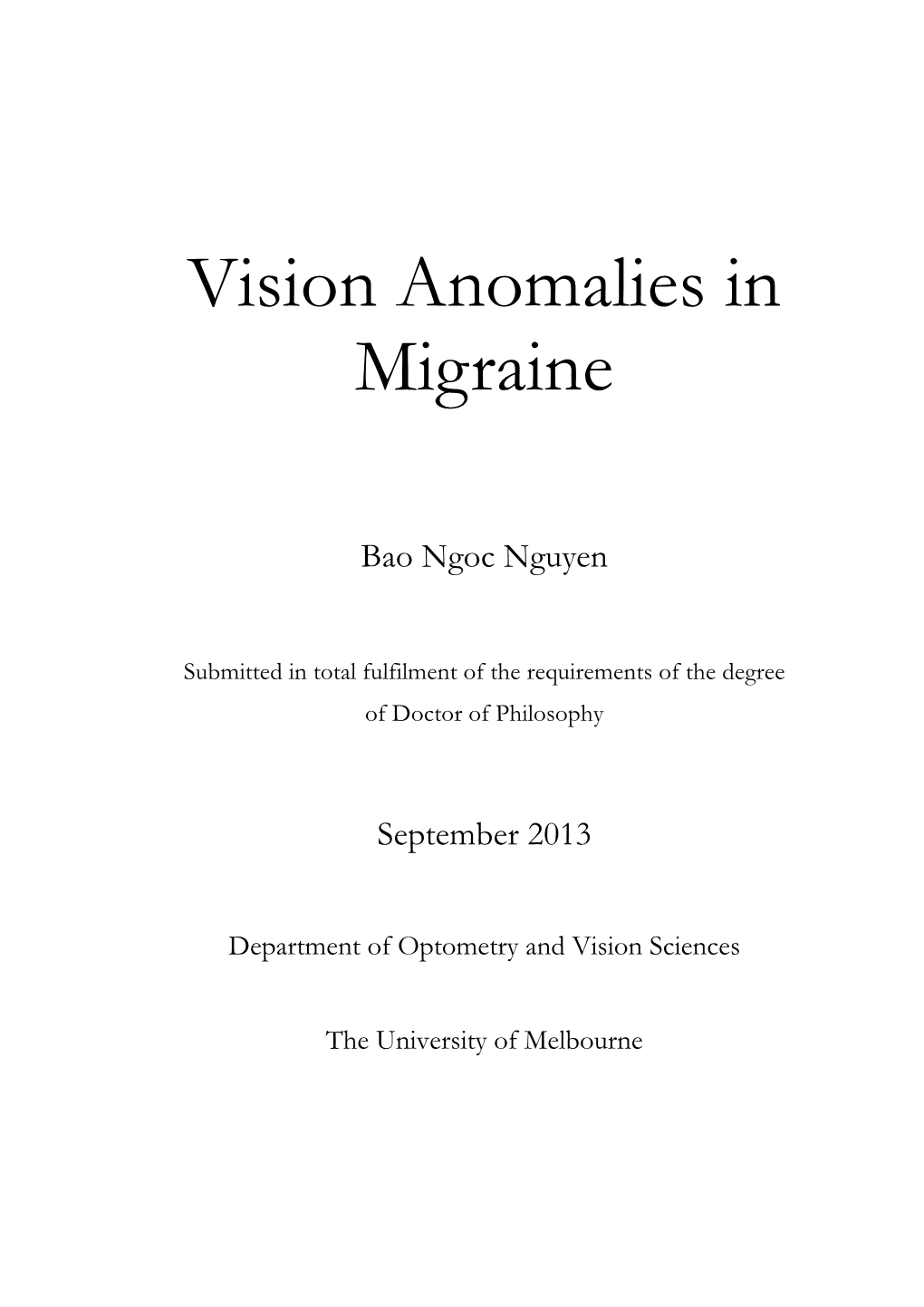 Vision Anomalies in Migraine
