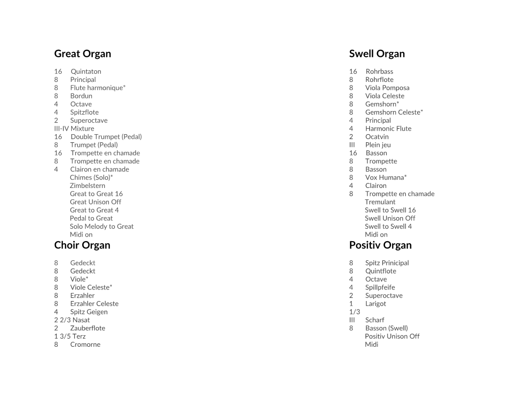 The Organ Stoplist