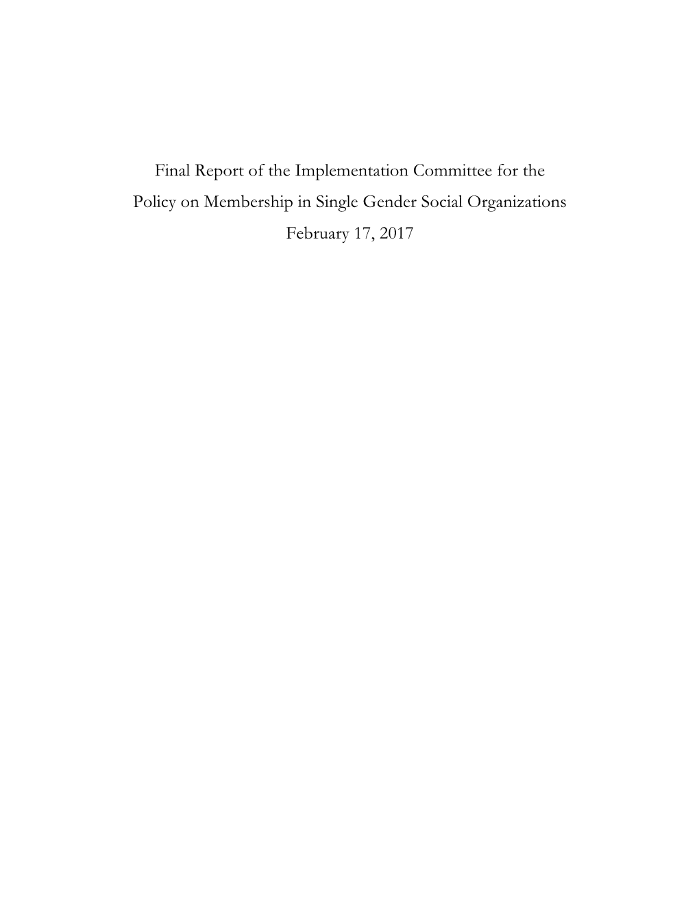 Implementation Committee Final Report 02.17.2017