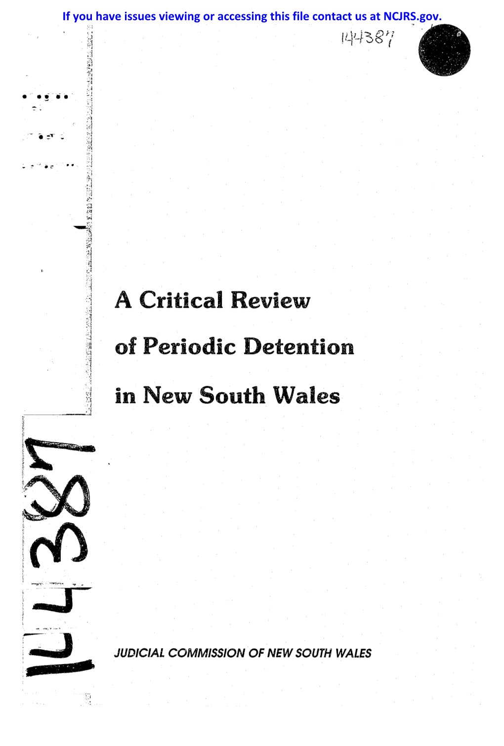 A Critical Review of Periodic Detention in New South Wales