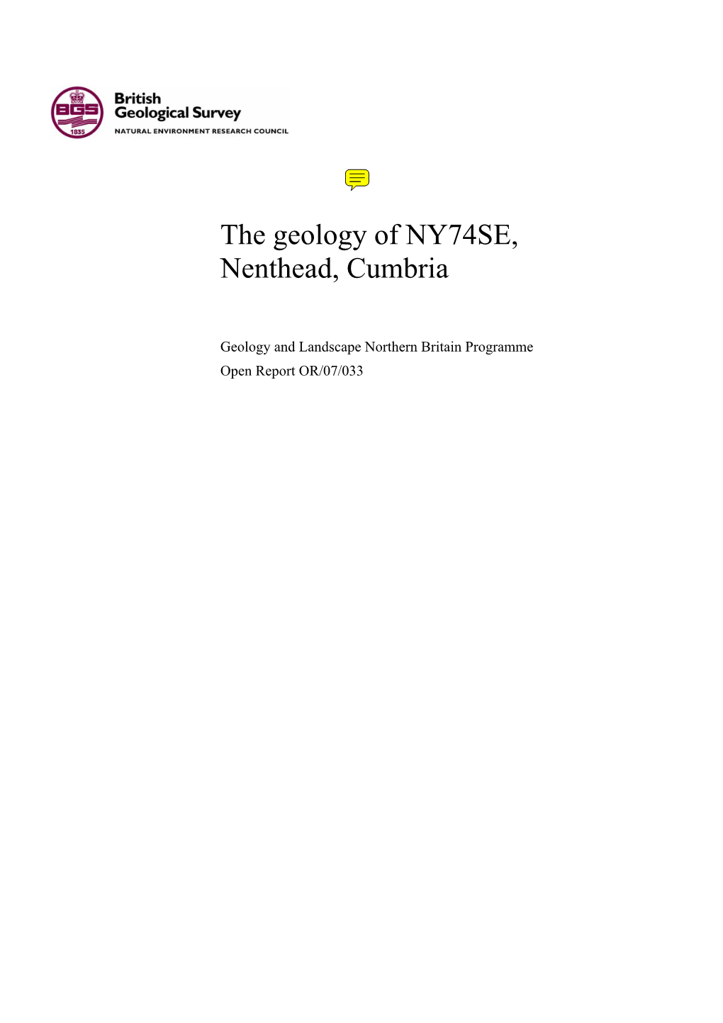 The Geology of NY74SE, Nenthead, Cumbria