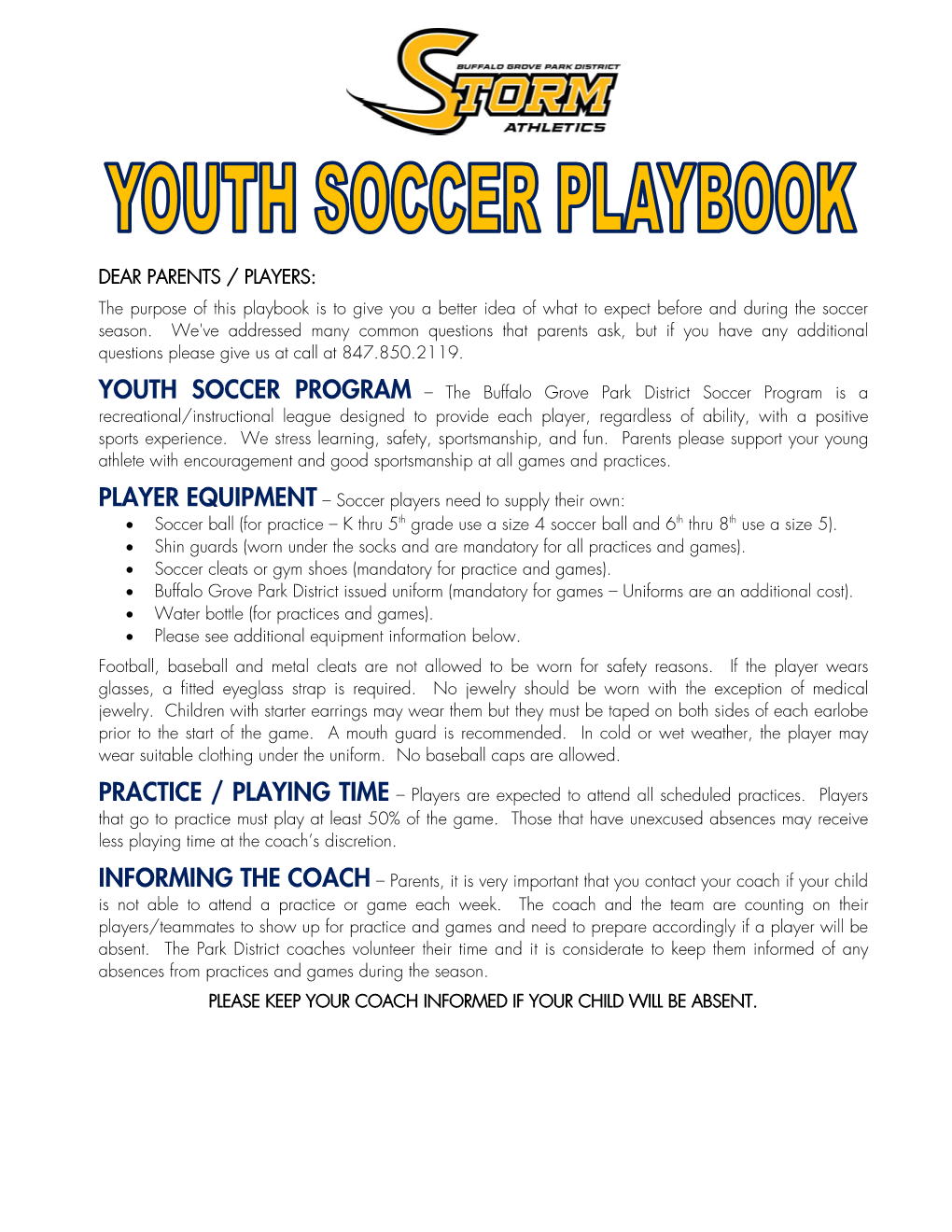 Parent/Player Information Handbook